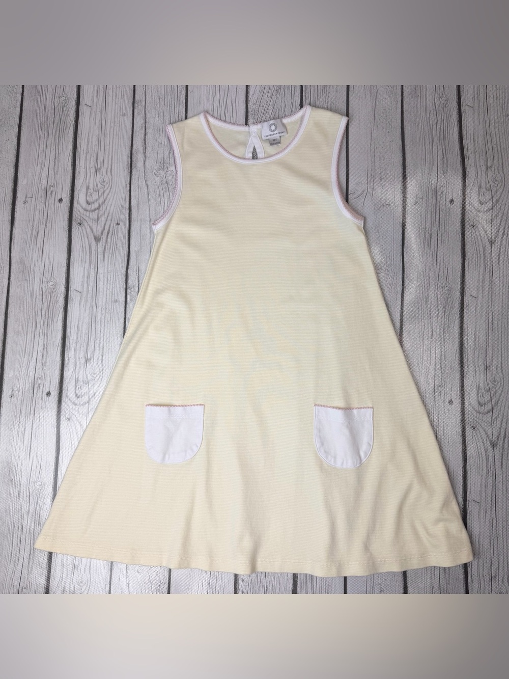 The Proper Peony Girls 10 Years Yellow Striped Pima Cotton Sleeveless Dress